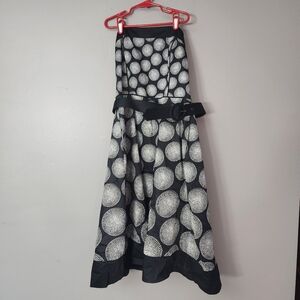 White House Black Market Dress Womens 4 geometric belted Strapless Lined